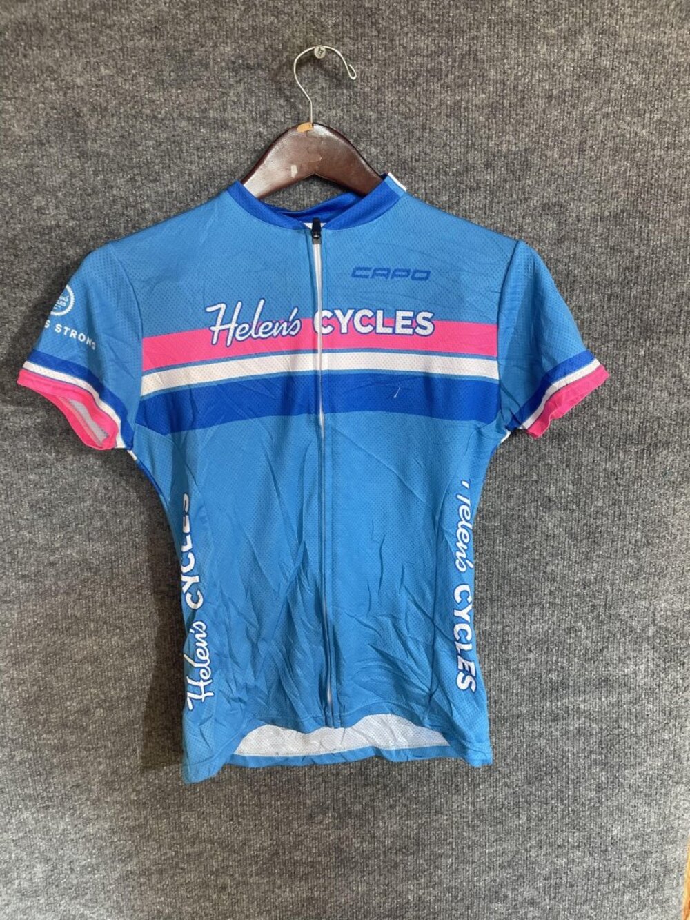 Capo Cycling Jersey Womens Large Blue Helens Cycles Full Zip Pockets Bike